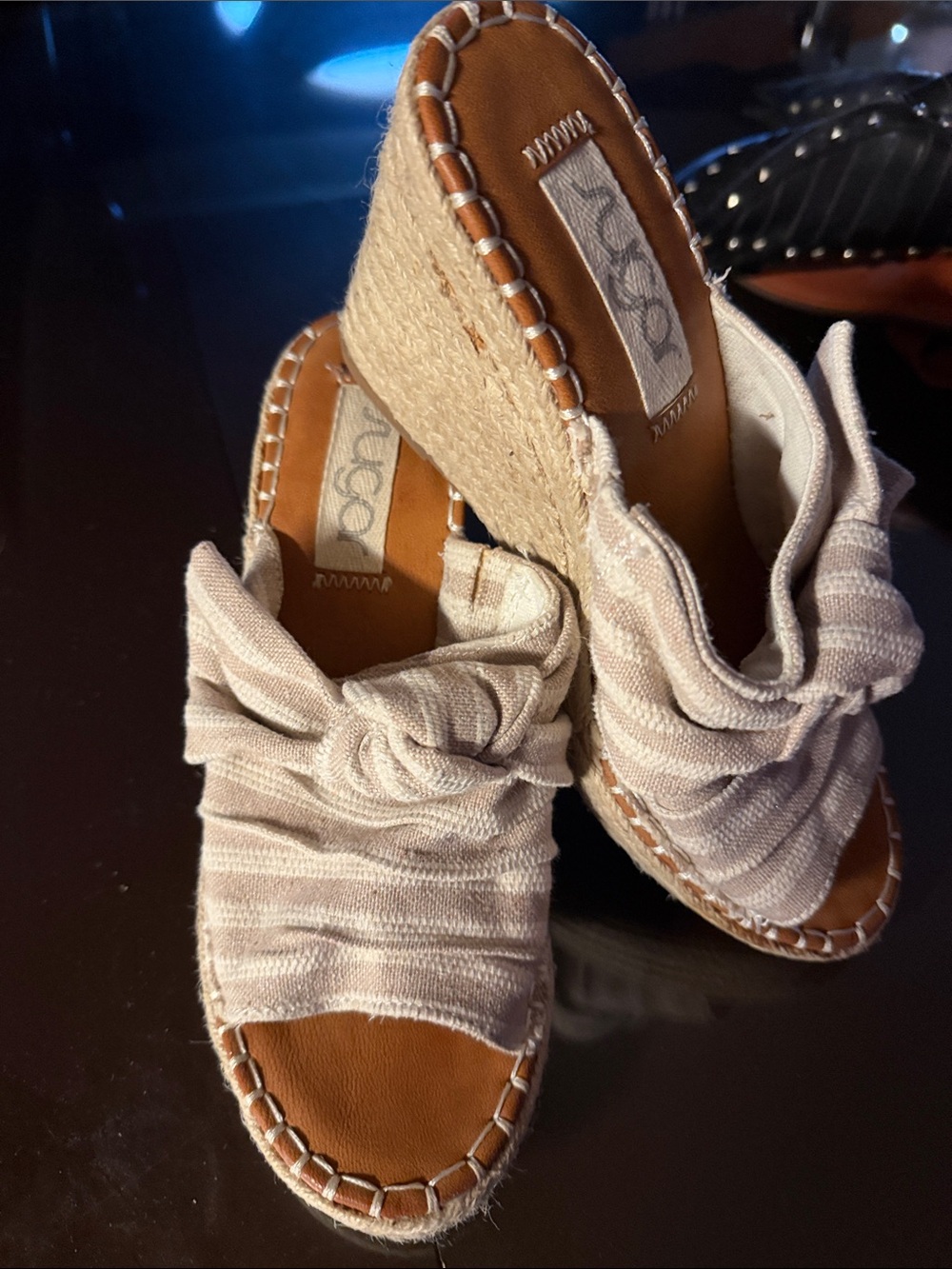 UGG Women's Cream Knotted Espadrille Wedge Mules